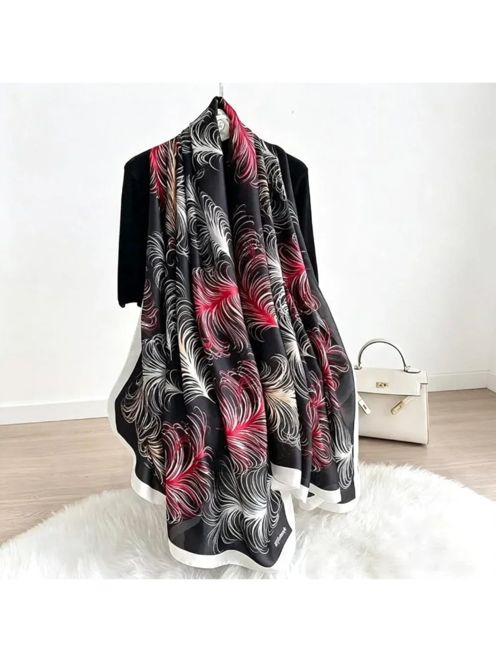 Silk Feel Long Square Scarf Shawl Wrap | Lightweight Fashion Accessory, Sun